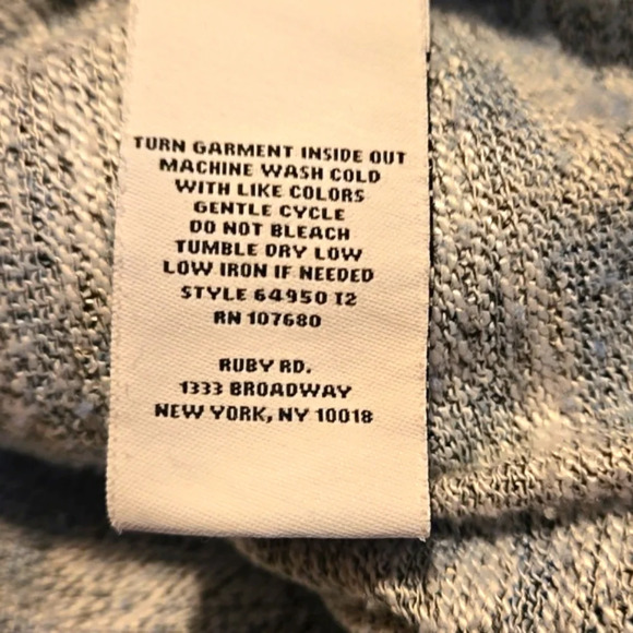 Ruby Rd top Blue & White Long Sleeve w/ Fold up strap Women size Petite Small - Picture 6 of 12